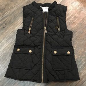 i heart ❤️ pinc vest girls Sz 8 quilted Zip four pockets black